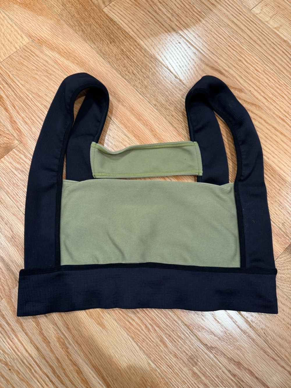 Anthropologie Olive Green and Black Ribbed Bralette